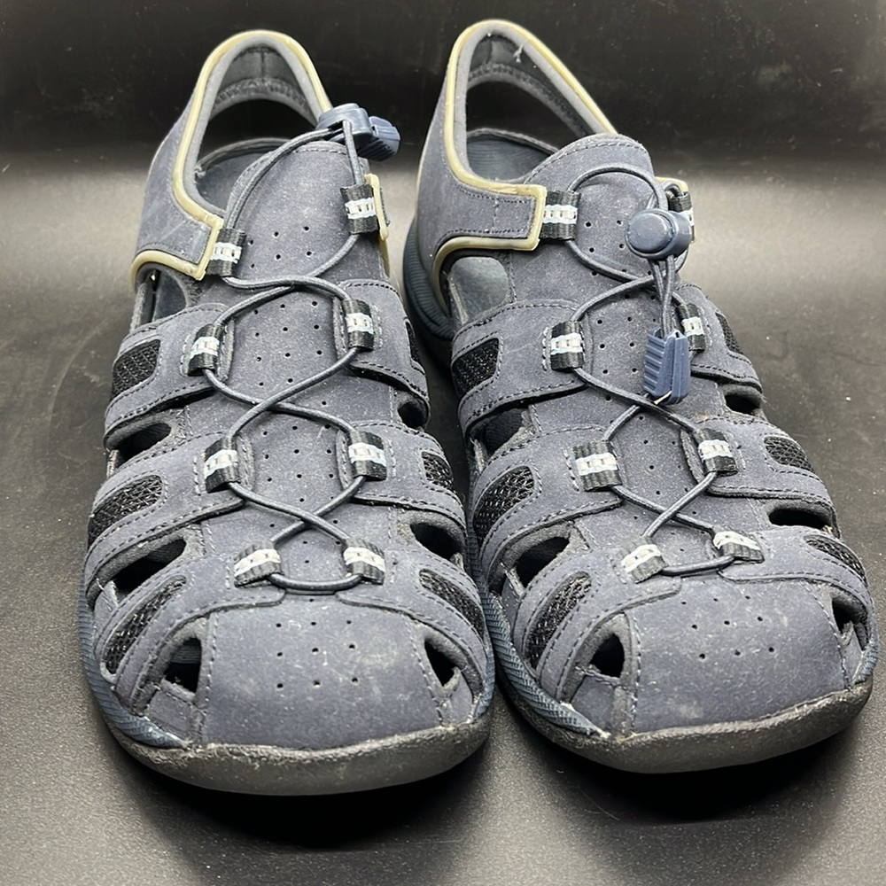 Clark’s Springers Leather Navy Outdoor Fisherman Sandal Shoes Size 9 - Picture 2 of 6